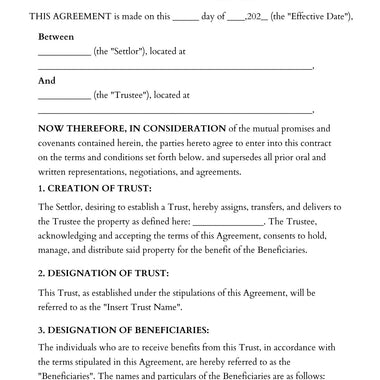 FREE TRUST AGREEMENT